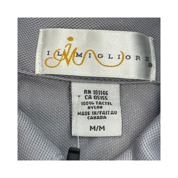Il Migliore Polo Shirt Men's Medium Gray Nylon Short Sleeve Quarter Zip Classic - Picture 2 of 8